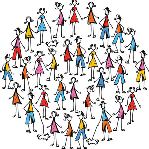 涂鸦伙计们抽象的涂鸦人群照片