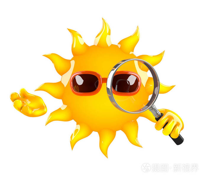 用放大镜对太阳进行三维渲染