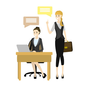 微笑卡通人物在行政长官的控制下做办公室工作照片