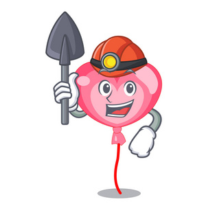 矿工气球心脏吉祥物卡通图片