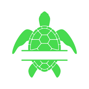 海龟剪影分裂字母. 矢量图标隔离在白色背景上.照片