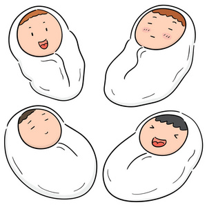 婴儿的矢量集可爱的花童涂鸦无缝模式襁褓线图标珠宝女孩模式无缝向量