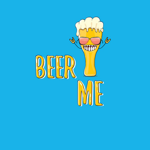 啤酒我矢量概念插图或夏季海报矢量时髦啤酒字符与滑稽