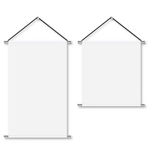 与褶皱的白色横幅模拟白色的空白纺织品横幅与褶皱设置.向量照片