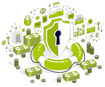 等距三维矢量金融插图与图标,统计图表和设计元素.照片