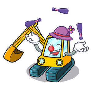 喜剧大师杂耍挖掘机吉祥物卡通风格照片