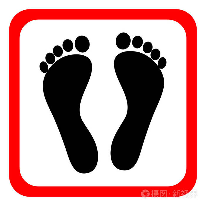 白色背景上人类脚印的图标矢量图