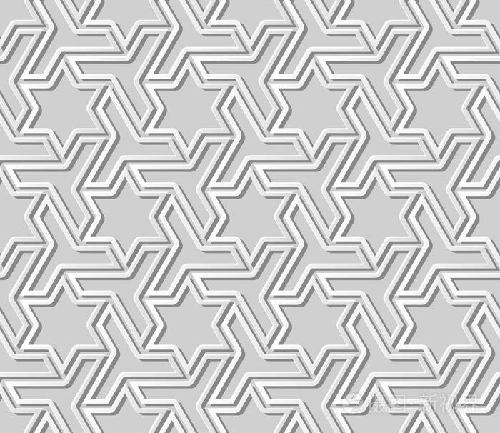 3白纸艺术伊斯兰几何交叉图案无缝背景矢量时尚装饰图案背景网页横幅