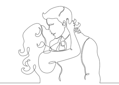 连续一画浪漫亲吻的单行全球变暖现代向量单行图标简单的单行标识集合