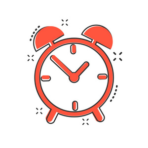 卡通闹钟图标的漫画风格计时器符号插图象形文字秒表飞溅的商业概念