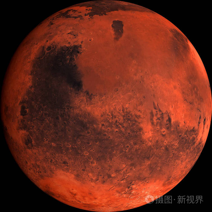 三维火星渲染在黑色背景上