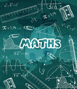 用数学方程的海报用黑板向量绘制的数学公式和蜡笔照片