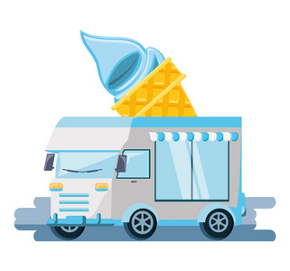 冰淇淋店面包车图片