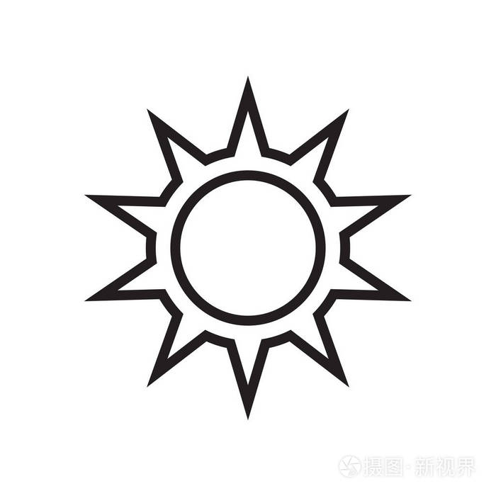 太阳图标矢量符号和符号在白色背景下被隔离太阳标志概念