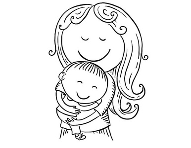 母亲节妈妈与儿子插画图片