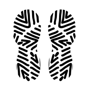 个性拖鞋鞋底的足迹隔离在白色背景上. 矢量插图照片