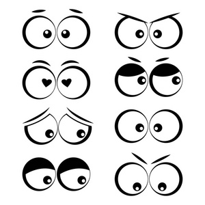 收集不同情绪的卡通眼睛.矢量图照片