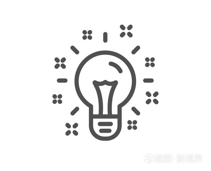 创意线图标灯泡或灯标创造力解决方案或思维符号质量设计要素经典风格