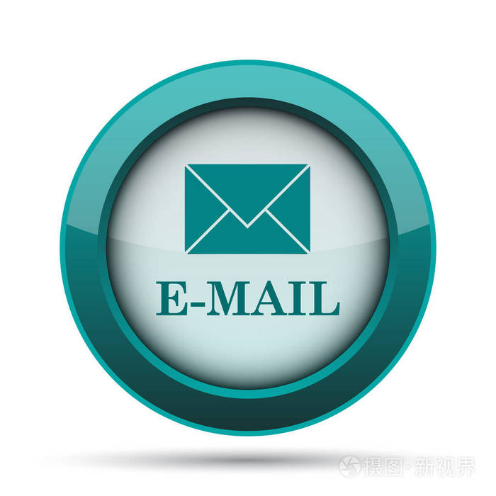 电子邮件图标. 白底上网按钮