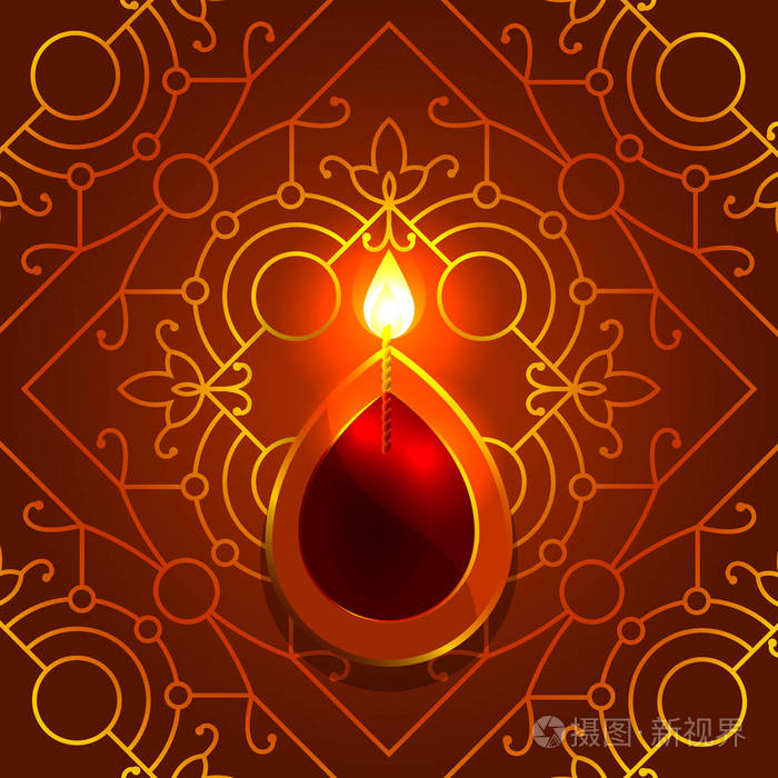印度教节 11月7日 印度假日的概念 迪雅灯 传统装饰品背景插画 正版商用图片1sfy1c 摄图新视界