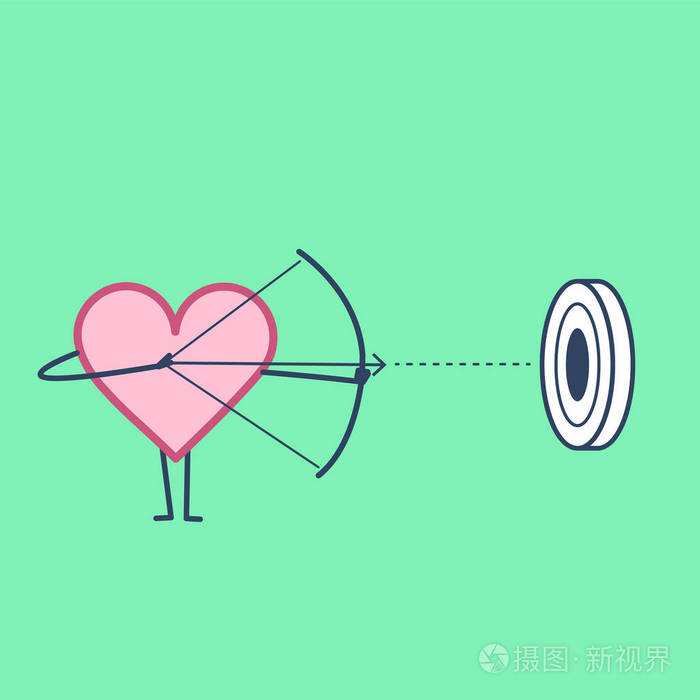 心脏弓箭手瞄准绿色背景的目标插画-正版商用图片1sg2xr-摄图新视界