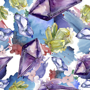 五颜六色的钻石岩石珠宝矿物 无缝背景图案 织物壁纸印花纹理 几何石英多边形水晶石镶嵌形状紫水晶宝石 照片 正版商用图片1sgfo2 摄图新视界