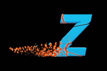残破的被粉碎的快速运动的字母 z 大写.粉碎快速的赛车字体.
