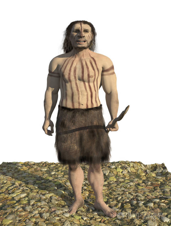尼安德特人的数字插图和三维渲染
