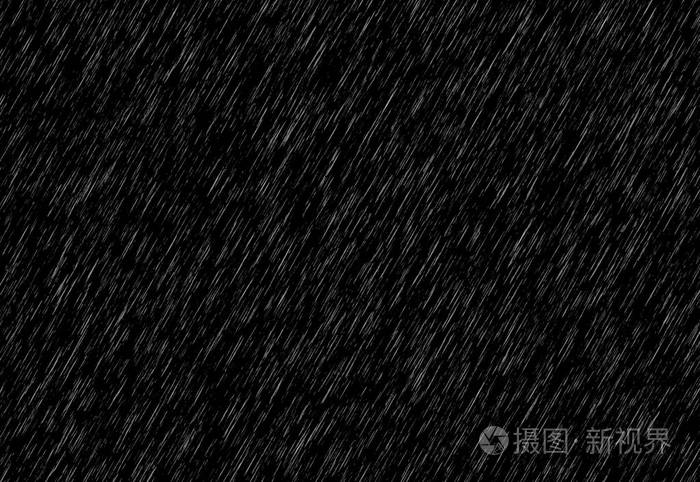 黑色背景下的大雨作为纹理