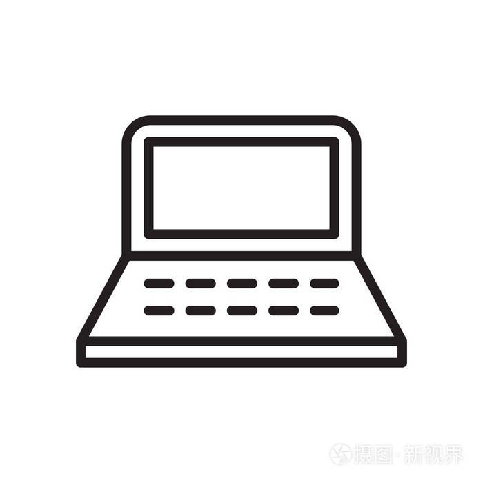 笔记本图标矢量隔离在白色背景, 笔记本电脑标志