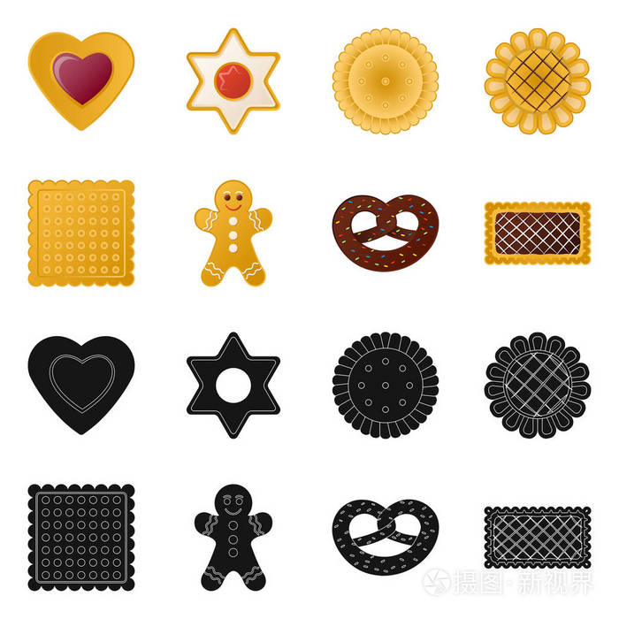 饼干和烘烤标志的向量例证库存饼干和巧克力矢量图标集