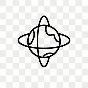 轨道边卫星在轨道矢量图标上隔离在透明背景下, 卫星在轨道标志设计中
