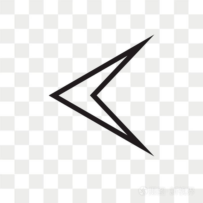 左箭头矢量图标在透明背景上隔离左
