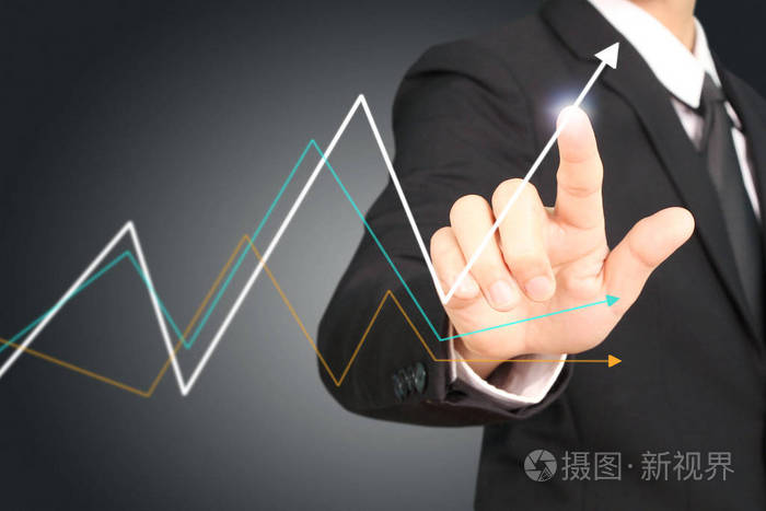 商人计划图表增长和增长图表积极指标在他的业务