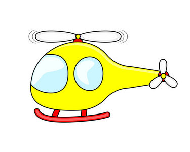 黄色直升机可爱的卡通黄色直升机矢量 illustartion 在 w 上隔离照片