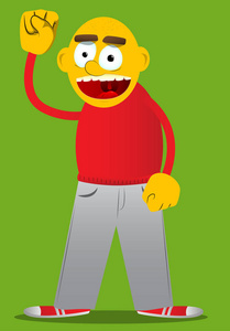 动态内涵手势黄色的人向人们做拳头手势. 矢量卡通插图.照片