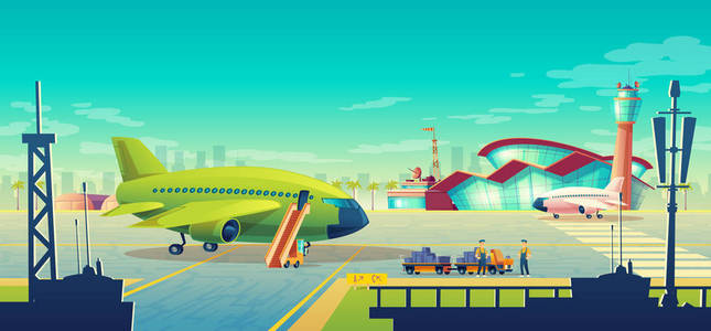 矢量卡通机场景观, 客机跑道照片
