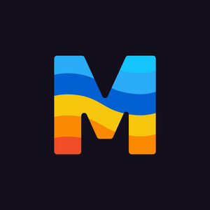 现代矢量标志字母m字母设计矢量在重叠彩虹颜色照片