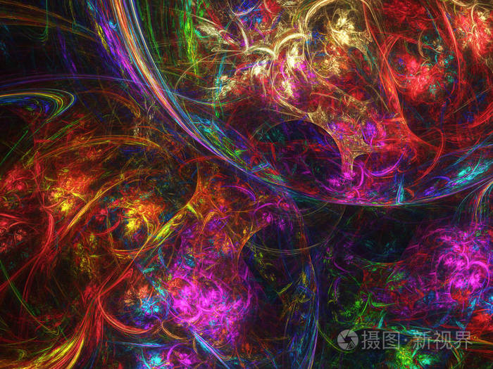 抽象混沌分形背景三维渲染图