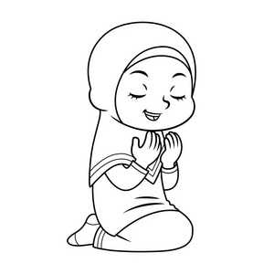 福沙拉穆斯林女孩在沙拉bw后祈祷照片