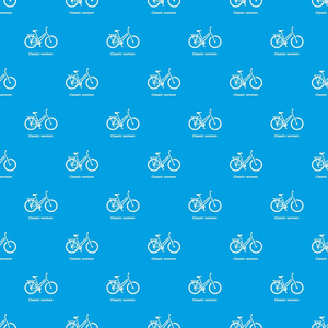 经典女子自行车花纹矢量无缝蓝图片