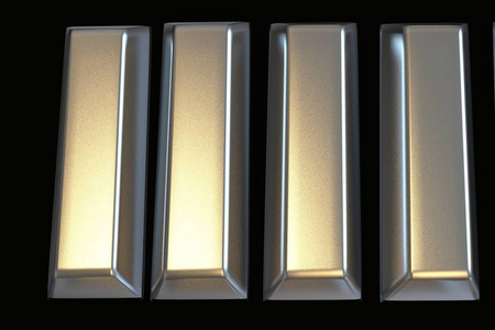 铂金条3d渲染.财务概念照片