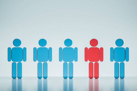 选择,个性和人际关系的概念. 3d渲染模拟照片