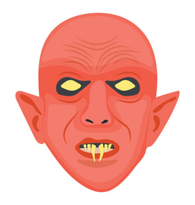 愤怒,可怕,肮脏的中国恶魔面具愤怒的恶魔卡通人与角矢量图强大的魔鬼