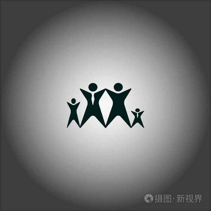 四个人举起手站在一起的矢量图标