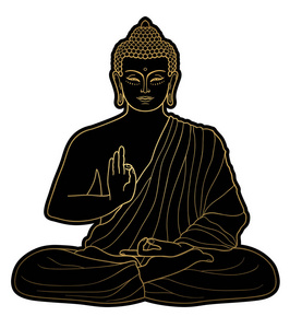 金佛禅禅禅白背景金属插图坐在阿瑜陀耶,泰国佛像佛, 禅和放松金佛