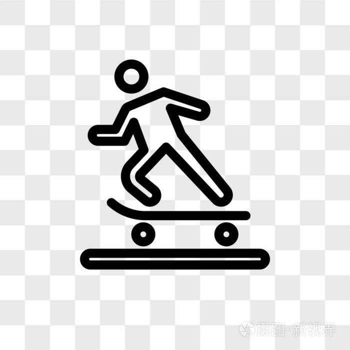 滑板矢量图标在透明背景下被隔离溜冰者lo