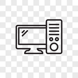 在透明背景上隔离的 pc 矢量图标, pc 徽标花样照片