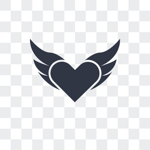 恶魔心脏与翼矢量图标隔离在透明 backg 上照片