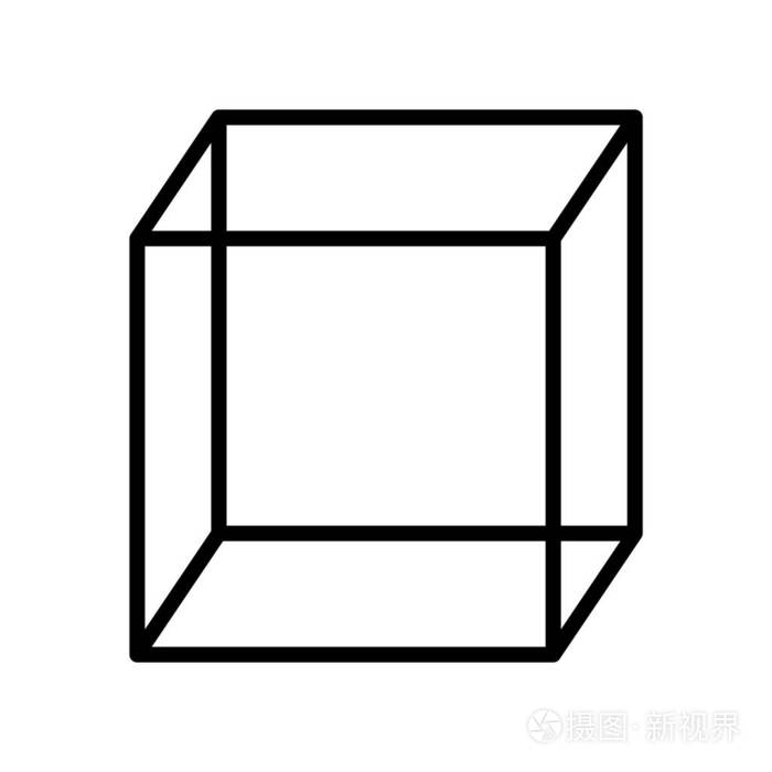 多维数据集图标矢量被隔离在白色背景,立方体符号,线条上插画-正版
